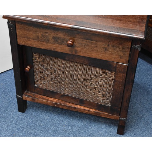 209 - A Bedside Cupboard Featuring Rattan Fronted Door. 60cm x 60cm x 58cm.