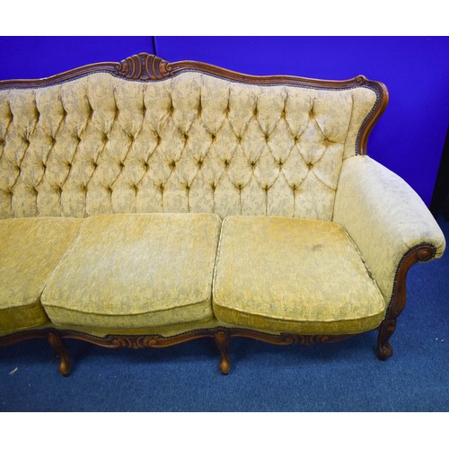 211 - A Delightful Yellow Upholstered Italian Rococo Style 3 Seater Settee And 2 Chairs. Settee 205cm Widt... 