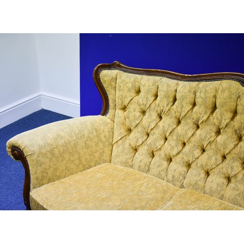 211 - A Delightful Yellow Upholstered Italian Rococo Style 3 Seater Settee And 2 Chairs. Settee 205cm Widt... 