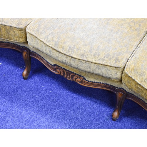 211 - A Delightful Yellow Upholstered Italian Rococo Style 3 Seater Settee And 2 Chairs. Settee 205cm Widt... 