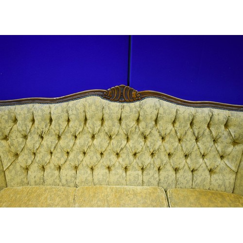 211 - A Delightful Yellow Upholstered Italian Rococo Style 3 Seater Settee And 2 Chairs. Settee 205cm Widt... 