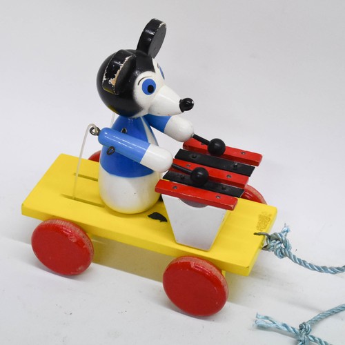 215 - A Vintage Wooden Pull Along Mickey Mouse Toy