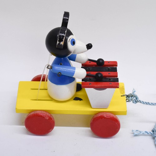 215 - A Vintage Wooden Pull Along Mickey Mouse Toy