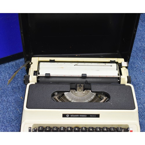 217 - A Vintage Silver Reed 500 Type Writer In Case