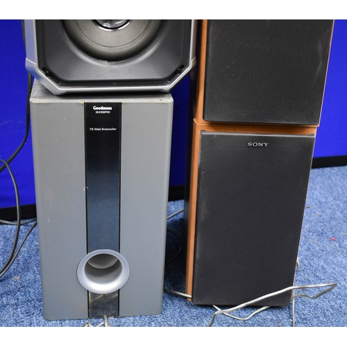 221 - A Quantity Of Various Speakers Plus A DVD Player