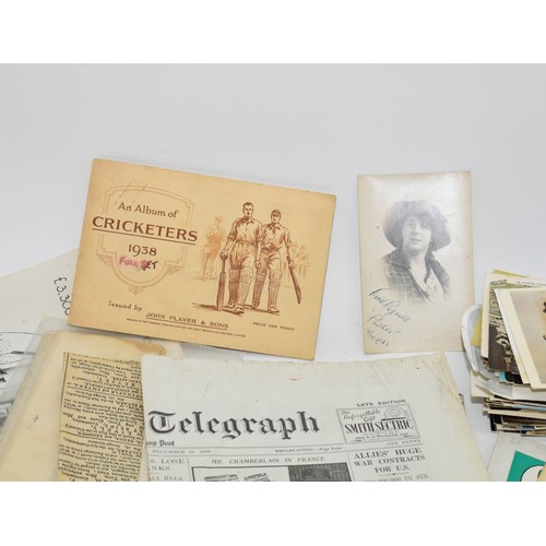 233 - A Quantity Of Ephemera Including Cigarette Cards And Newspapers