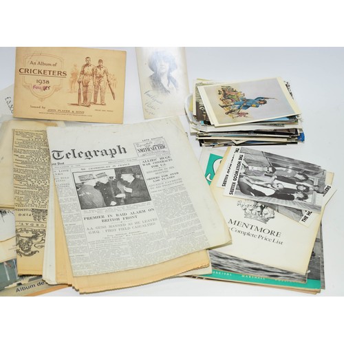 233 - A Quantity Of Ephemera Including Cigarette Cards And Newspapers