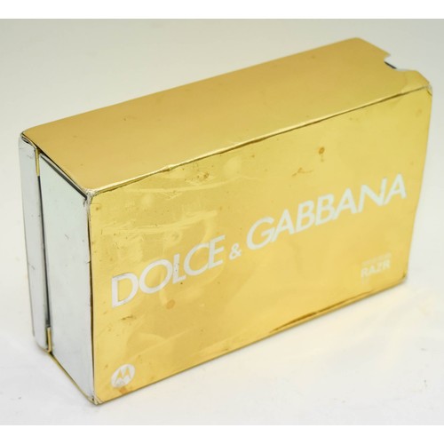 265 - A Rare Gold Dolce And Gabbana Limited Edition Boxed Motorola V3 Vintage Mobile Flip Phone Complete W... 