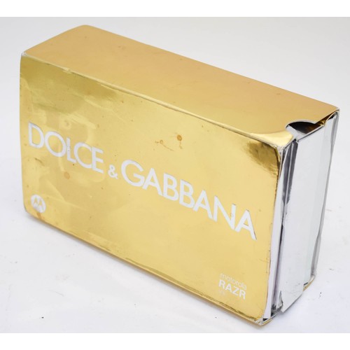 265 - A Rare Gold Dolce And Gabbana Limited Edition Boxed Motorola V3 Vintage Mobile Flip Phone Complete W... 