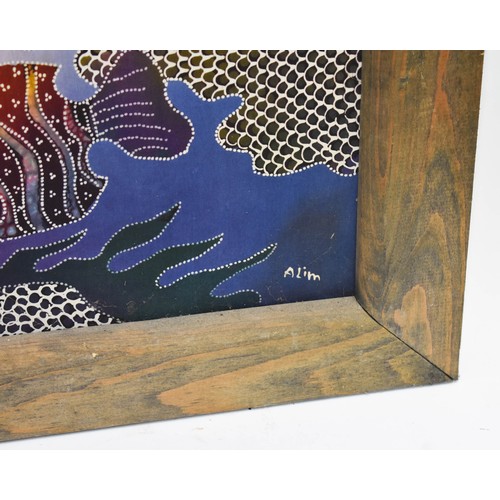 270 - A Vintage Framed Batik And Silk Painted Picture Of Fish. 57cm x 60cm.