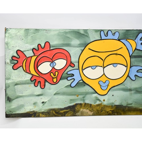 271 - A Large Unusual Resin Artwork Of Fish. 50cm x 122cm.