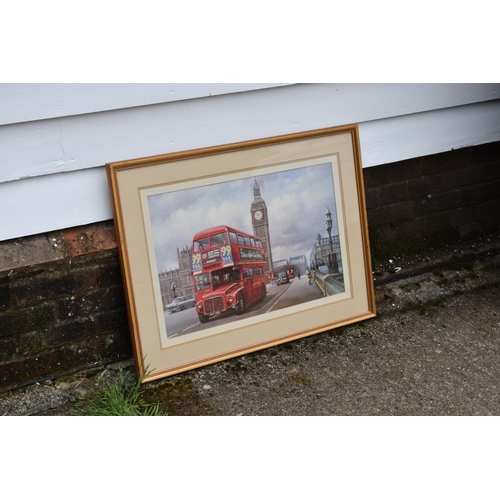 392 - London Bus Print Mounted, Framed and Glazed