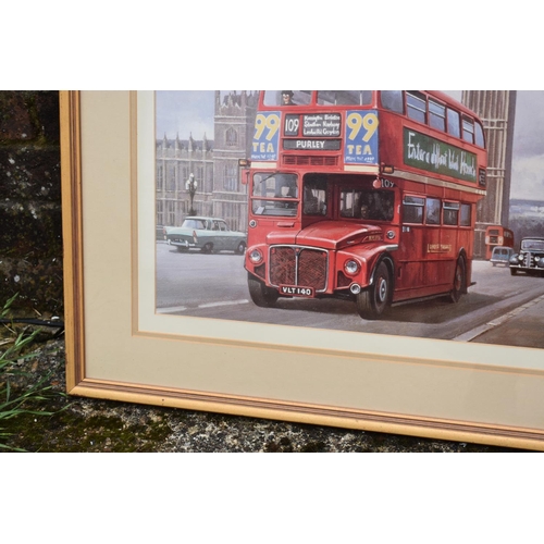 392 - London Bus Print Mounted, Framed and Glazed