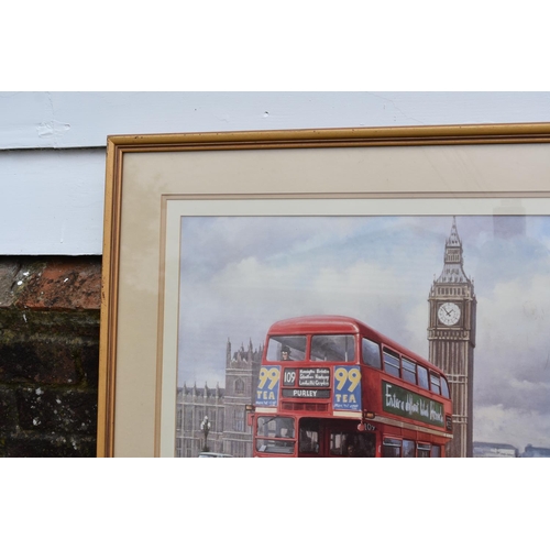 392 - London Bus Print Mounted, Framed and Glazed