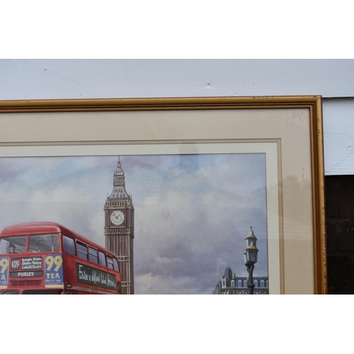 392 - London Bus Print Mounted, Framed and Glazed