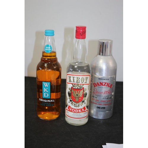 422 - 70cl Bottle of WKD Iron Brew + 70cl Bottle of Kirov Vodka plus 1 Litre Bottle of Danzka Vodka