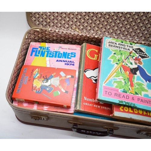 469 - A Vintage Suitcase Containing A Quantity Of Ephemera Including Vintage Childrens Books Etc.