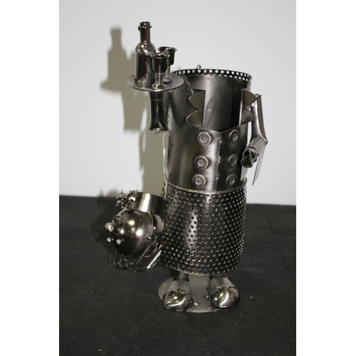 12 - Metal Sculpture Wine Bottle Holder in the Style of a Waiter