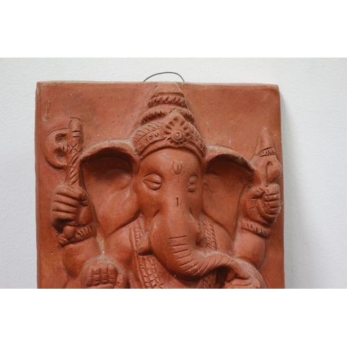 123 - A Terracotta Ganesh Wall Plaque 22cm x 18cm