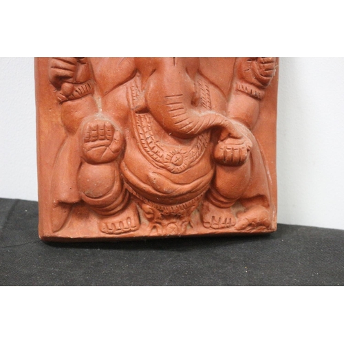 123 - A Terracotta Ganesh Wall Plaque 22cm x 18cm