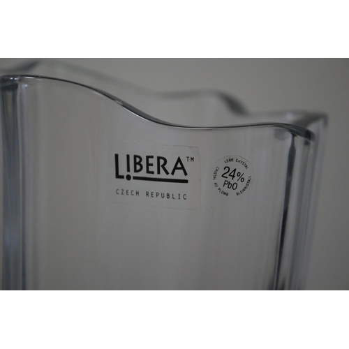 13 - 3 Very Heavy Lead Crystal Glass Vases From Czech Republic Marked Libera