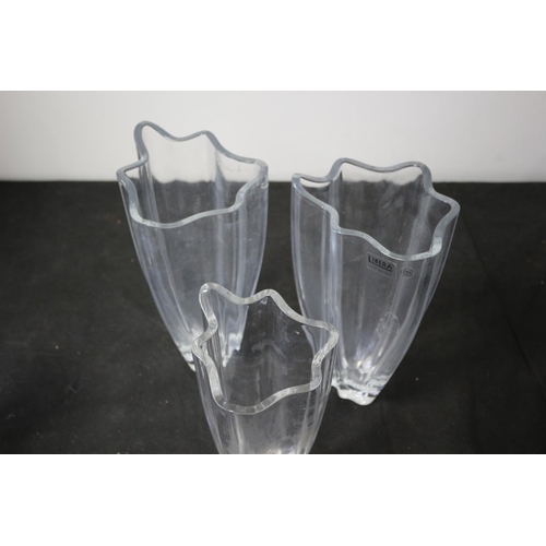 13 - 3 Very Heavy Lead Crystal Glass Vases From Czech Republic Marked Libera