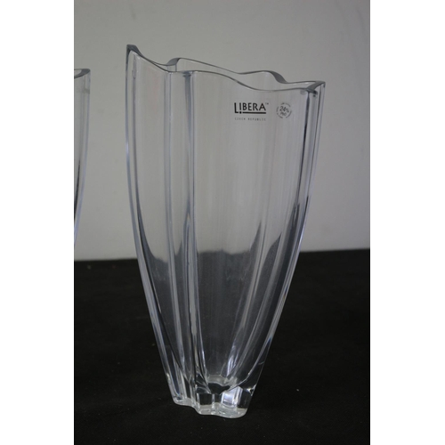 13 - 3 Very Heavy Lead Crystal Glass Vases From Czech Republic Marked Libera