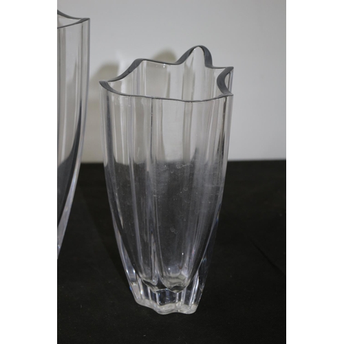 15 - 2 Very Heavy Lead Crystal Glass Vases From Czech Republic Marked Libera Tallest 30cm