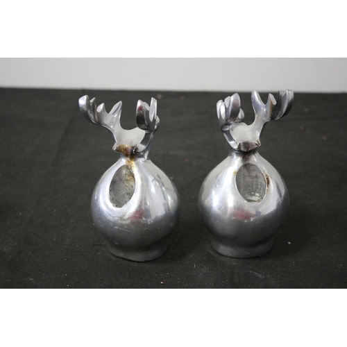 16 - 2 Aluminium Metal Reindeer Candle Stick Holders