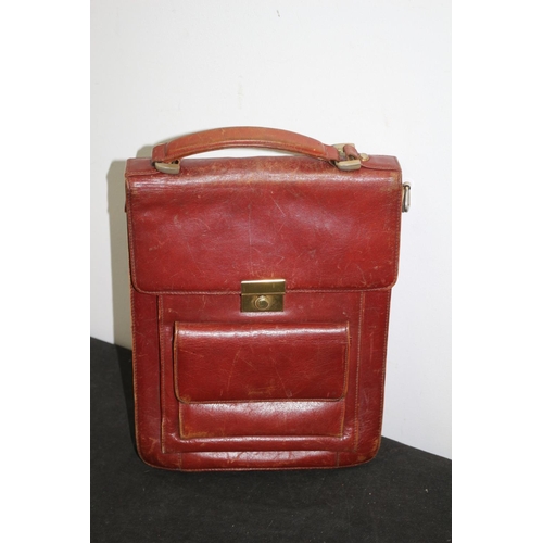 161 - Vintage Red Leather Bag From Florence Italy