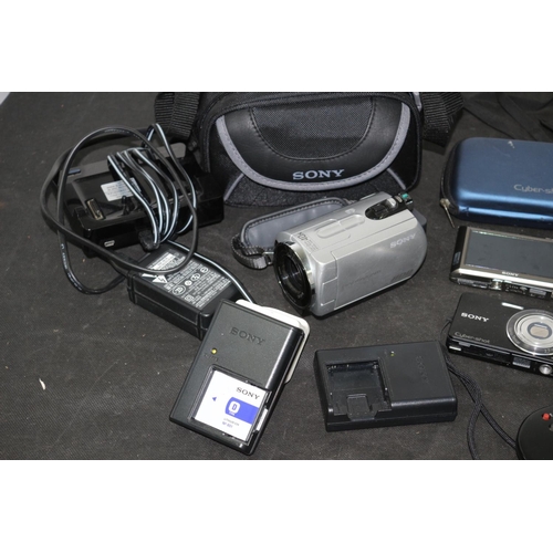 162 - Sony Camcorder, 2 x Cameras and 2 Garmin Sat Navs untested