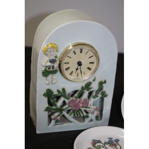 286 - Ceramic Clock and 2 Portmeirion Pin Dishes