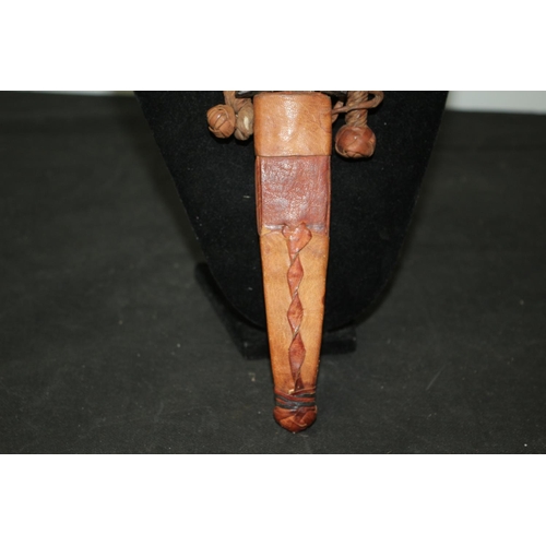 290 - Leather Sheath Wood Handled Dagger