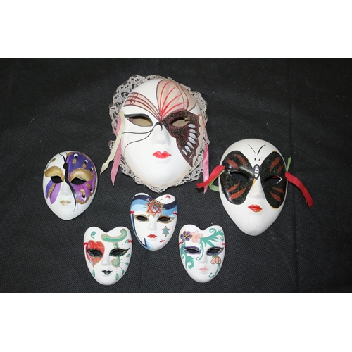 302 - Collection of Ceramic Hand Painted Venetian Carnival Masks