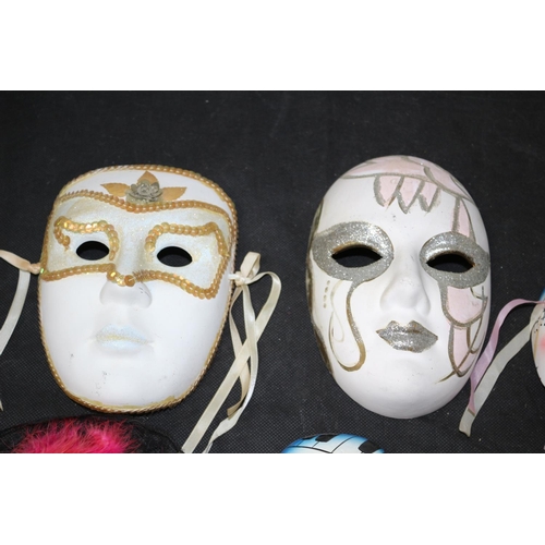 303 - 9 x Collection of Ceramic Hand Painted Venetian Carnival Masks