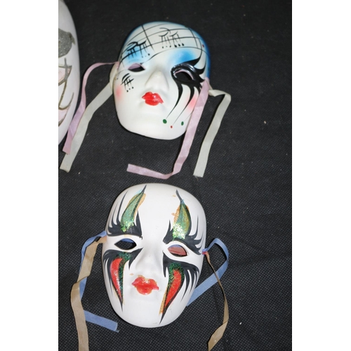 303 - 9 x Collection of Ceramic Hand Painted Venetian Carnival Masks