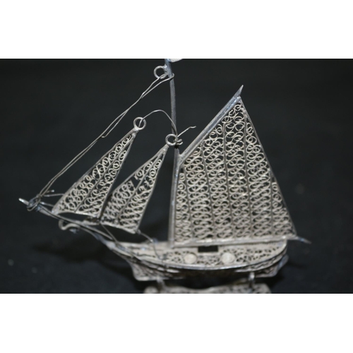 309 - Dutch Silver Filigree Ship 24g