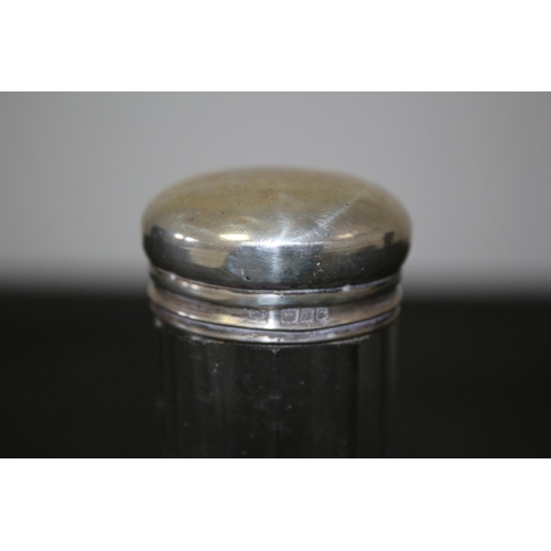 311 - Silver Hallmarked Topped Glass Bottle Small Chip