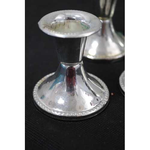 32 - 4 Small Metal Candlestick Holders 7cm tall