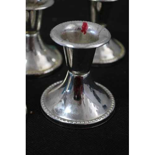 32 - 4 Small Metal Candlestick Holders 7cm tall