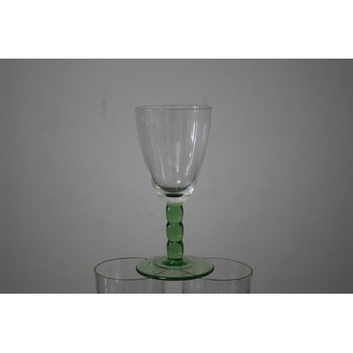 328 - Mid- Century Sherry Glasses with Green Stem