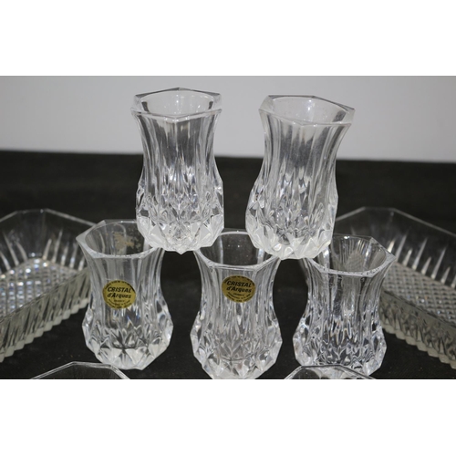 340 - 5x Crystal D'Arques Glasses and Glass Serving Dishes