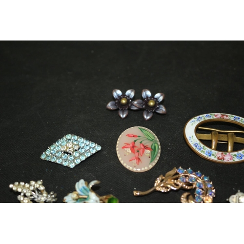 346 - A Selection of Vintage Costume Jewellery, Brooches and More Enameled