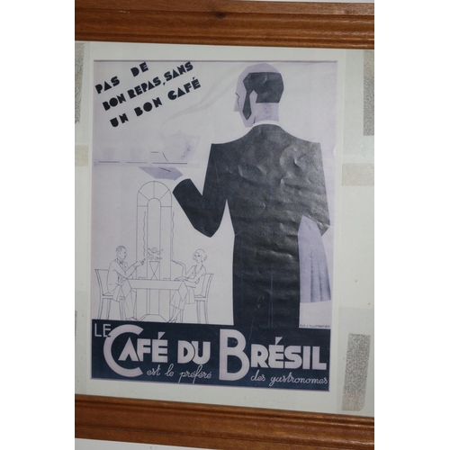 356 - Vintage French Cafe Print Framed and Glazed 51x51cm