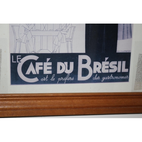 356 - Vintage French Cafe Print Framed and Glazed 51x51cm