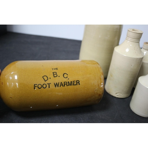 360 - Selection of Vintage Foot Warmers and Old Stoneware Bottles