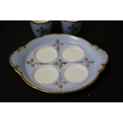 372 - Decorative Vintage Egg Cups on Server, Egg Porcelain Dish and Twining Ginger Jar