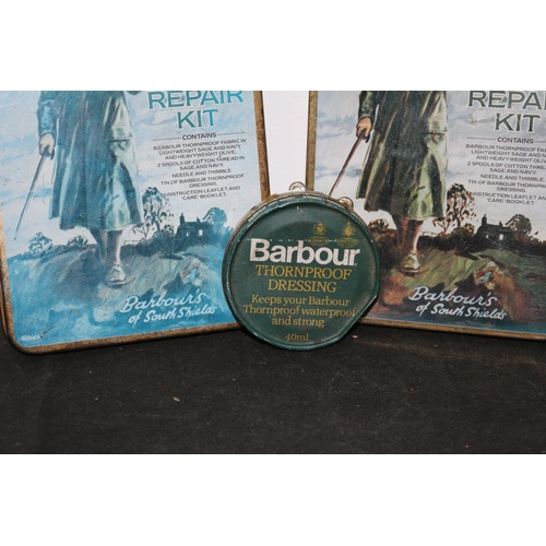 4 - 2 Tins of Barbour Repair Kits Containing some Barbour items