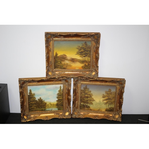 504 - 3 x Ornately Framed Oil on Board Fantasy Paintings by A. Moore