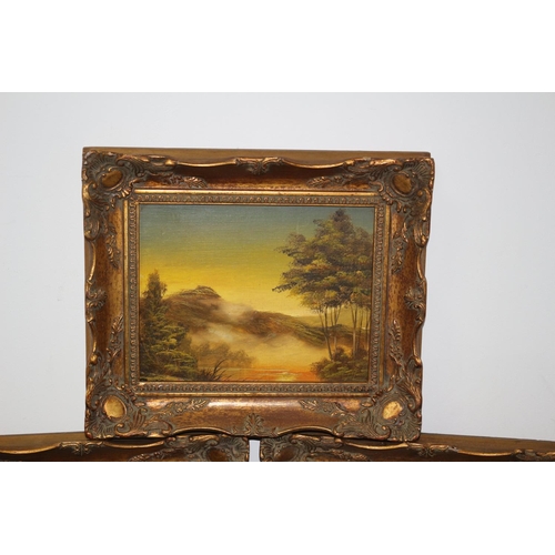 504 - 3 x Ornately Framed Oil on Board Fantasy Paintings by A. Moore